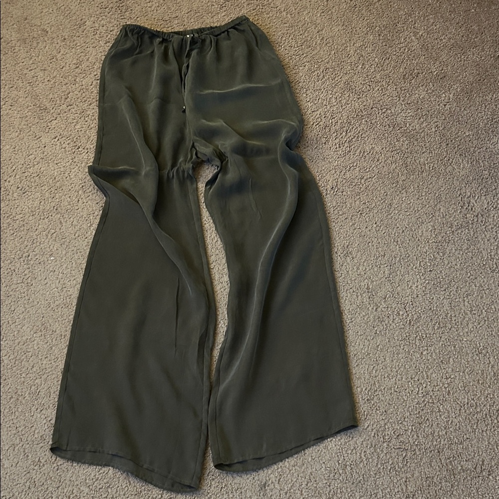 Augusta Olive Green Wide-Leg Pants